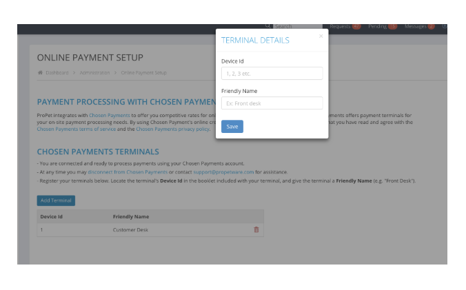 Add Terminal - Chosen Payments