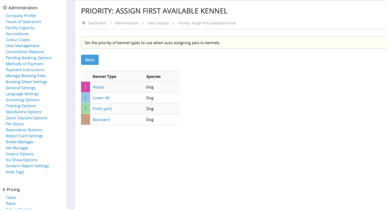 How do I set up kennel and kennel priority? 6
