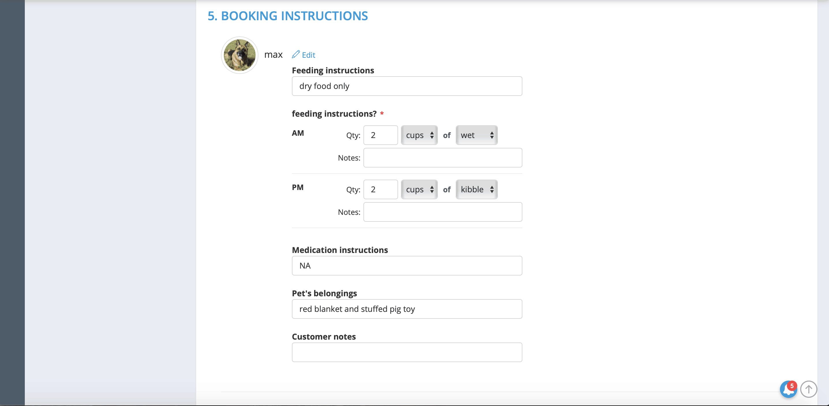 How do I update smart feeding instructions for pets already checked in? 12